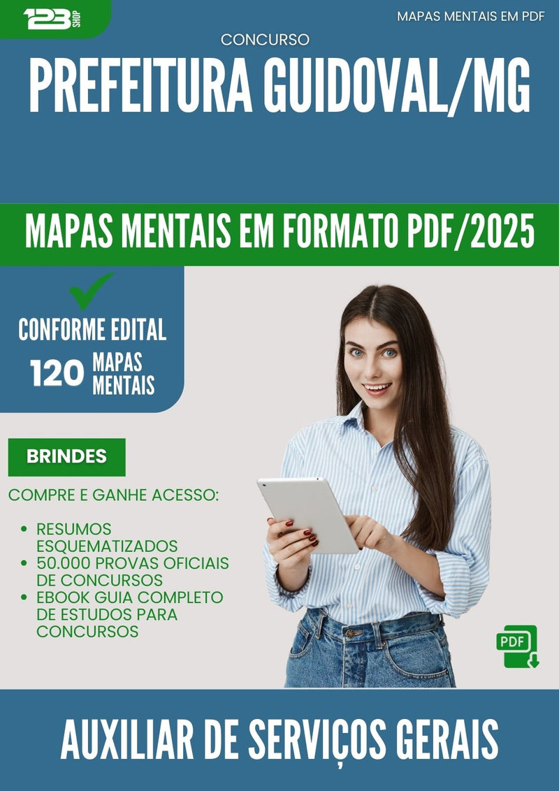 Mapas Mentais para Concurso Auxiliar De Servicos Gerais da Prefeitura Guidoval Mg 2025 - Conteúdo de Acordo com Edital