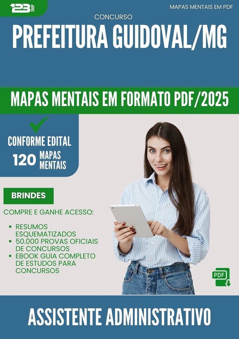Mapas Mentais para Concurso Assistente Administrativo da Prefeitura Guidoval Mg 2025 - Conteúdo de Acordo com Edital