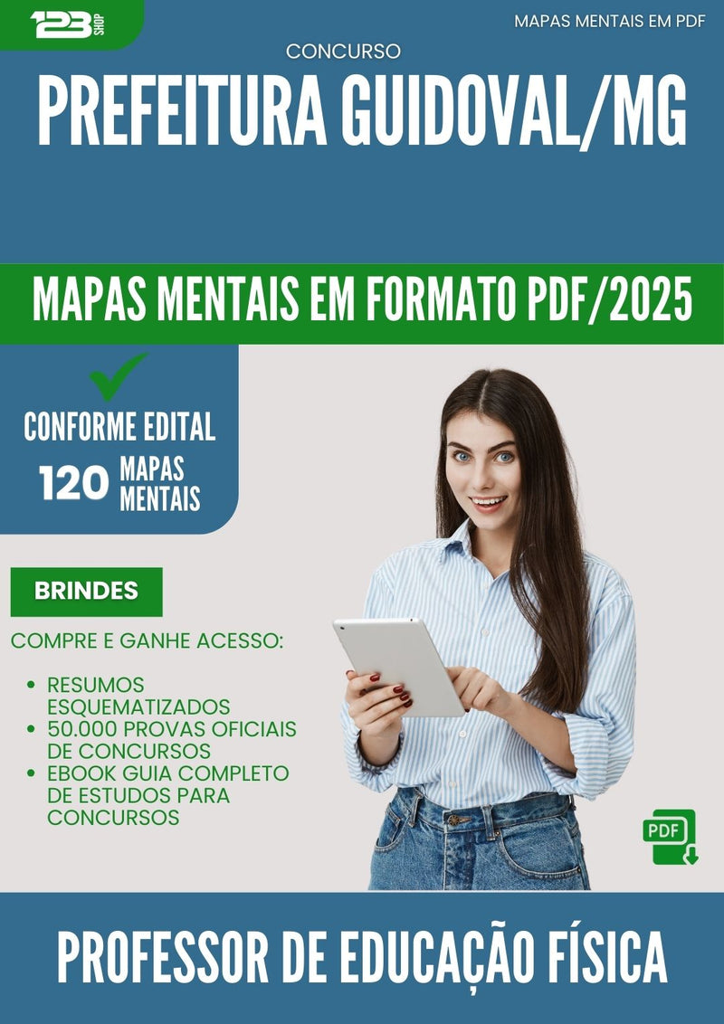 Mapas Mentais para Concurso Professor De Educacao Fisica da Prefeitura Guidoval Mg 2025 - Conteúdo de Acordo com Edital