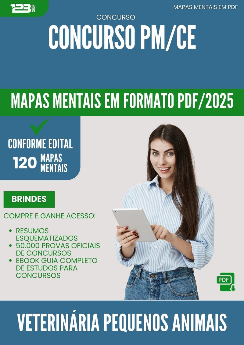 Mapas Mentais para Concurso Veterinaria Pequenos Animais Pm Ce 2025 - Conteúdo de Acordo com Edital