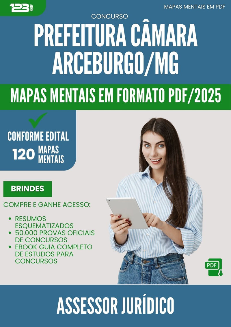 Mapas Mentais para Concurso Assessor Juridico Camara da Prefeitura Arceburgo Mg 2025 - Conteúdo de Acordo com Edital