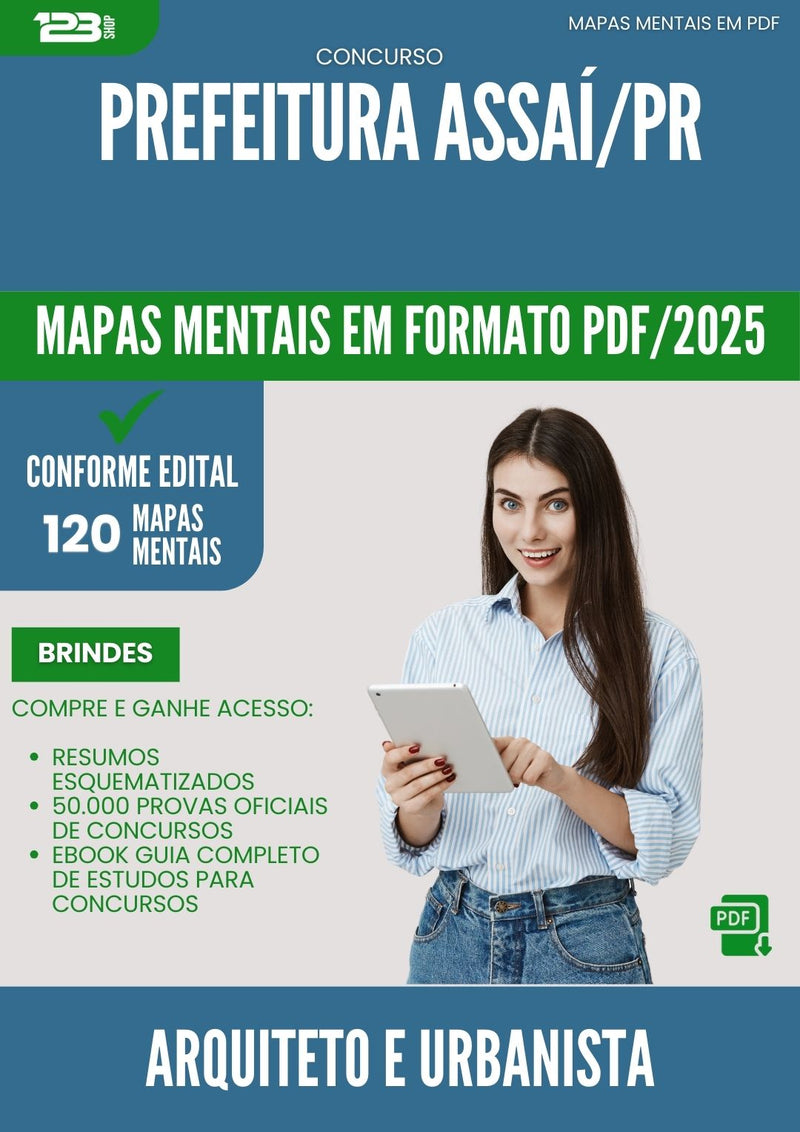 Mapas Mentais para Concurso Arquiteto E Urbanista da Prefeitura Assai Pr 2025 - Conteúdo de Acordo com Edital
