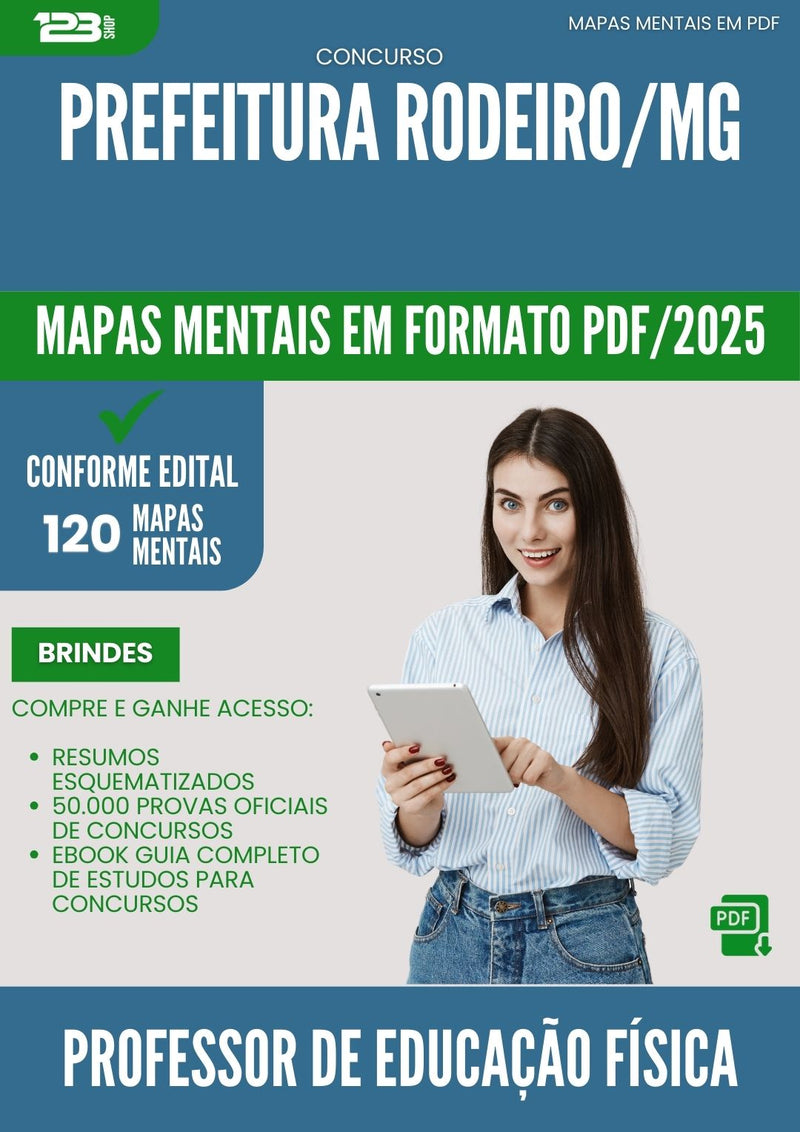 Mapas Mentais para Concurso Professor De Educacao Fisica da Prefeitura Rodeiro Mg 2025 - Conteúdo de Acordo com Edital