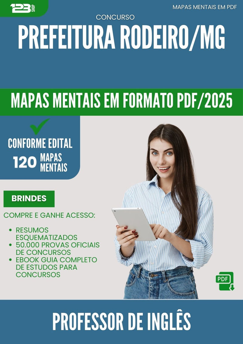 Mapas Mentais para Concurso Professor De Ingles da Prefeitura Rodeiro Mg 2025 - Conteúdo de Acordo com Edital