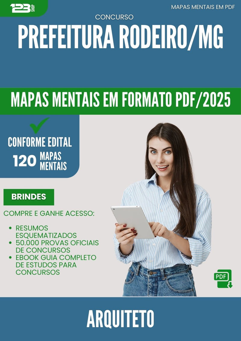 Mapas Mentais para Concurso Arquiteto da Prefeitura Rodeiro Mg 2025 - Conteúdo de Acordo com Edital