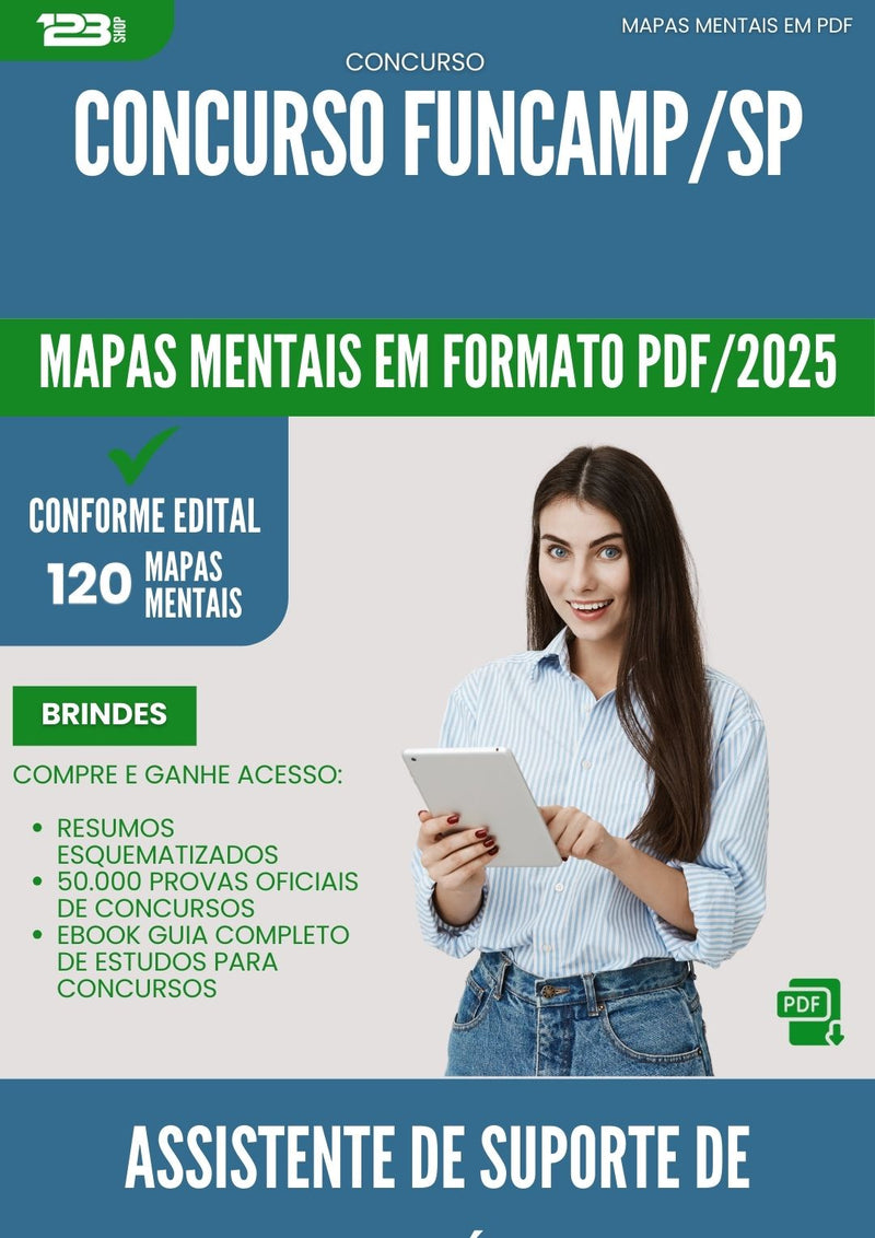 Mapas Mentais para Concurso Assistente De Suporte De Informatica Funcamp Sp 2025 - Conteúdo de Acordo com Edital
