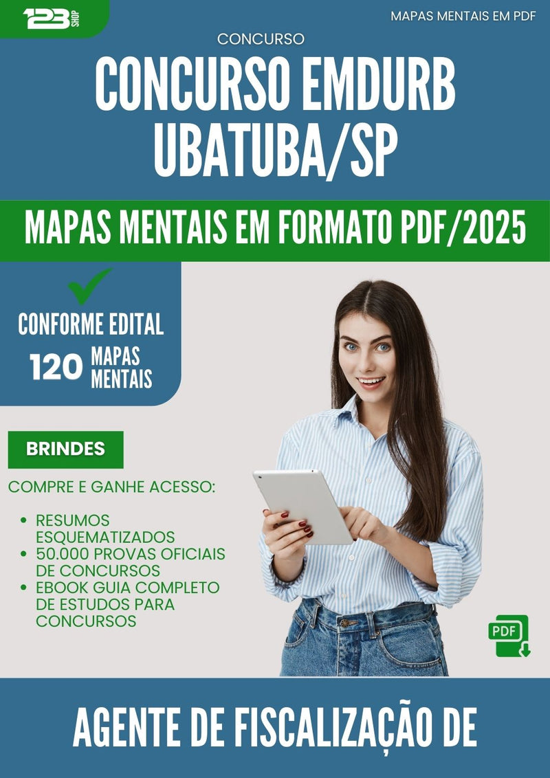 Mapas Mentais para Concurso Agente De Fiscalizacao De Estacionamento Emdurb da Prefeitura Ubatuba Sp 2025 - Conteúdo de Acordo com Edital