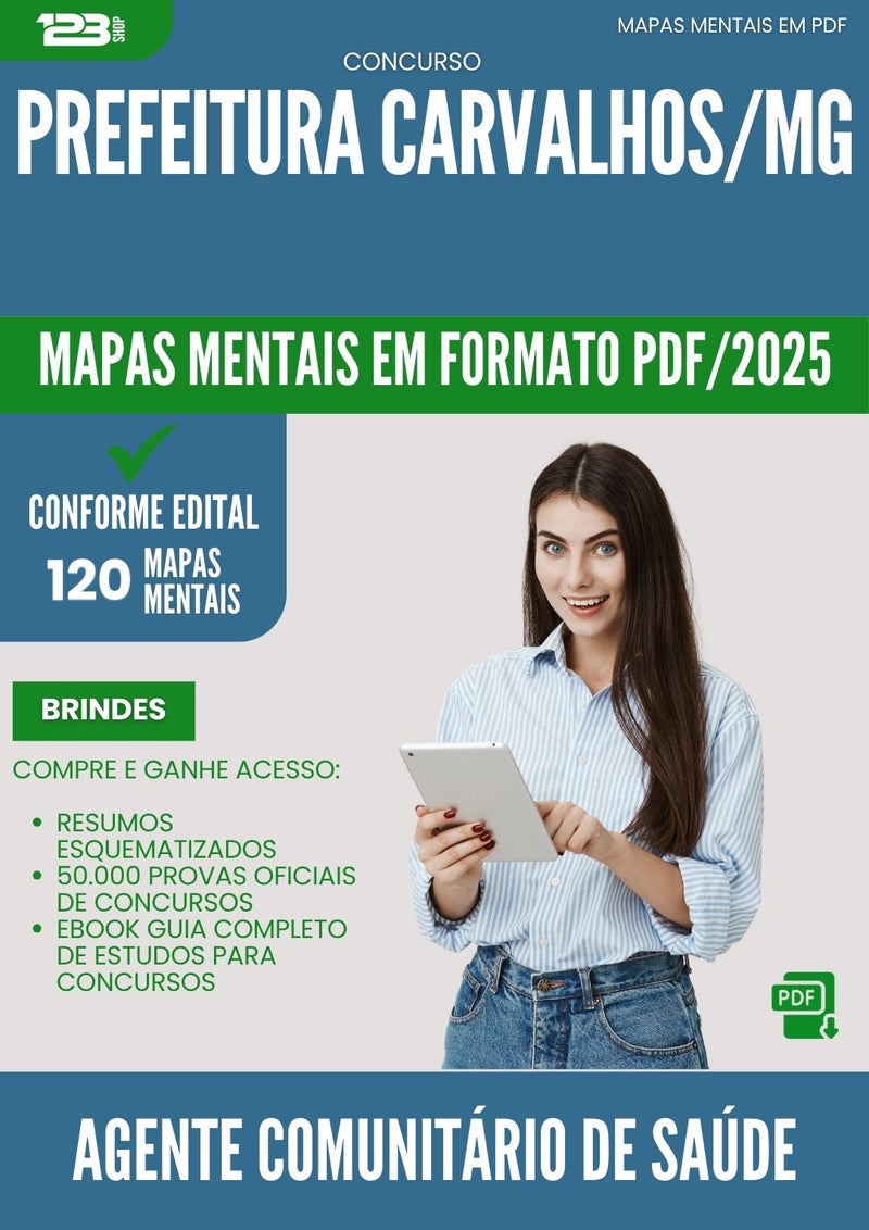 Mapas Mentais para Concurso Agente Comunitario De Saude da Prefeitura Carvalhos Mg 2025 - Conteúdo de Acordo com Edital