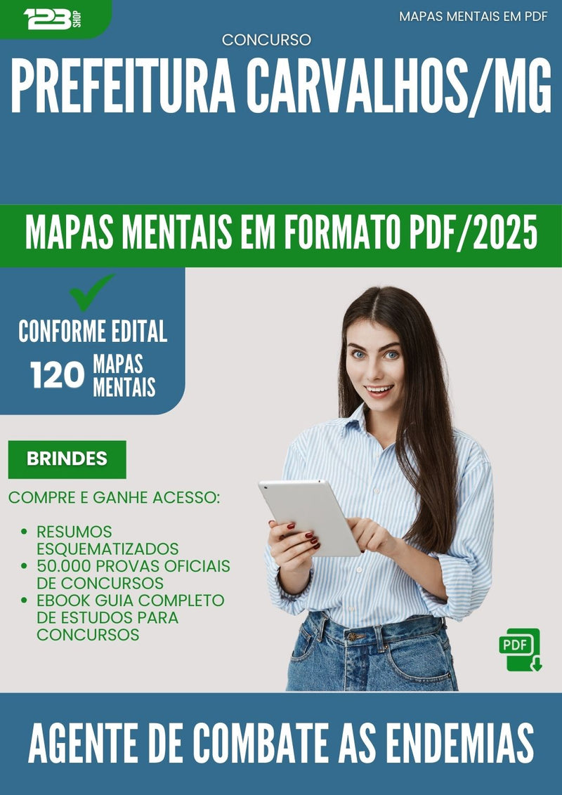 Mapas Mentais para Concurso Agente De Combate As Endemias da Prefeitura Carvalhos Mg 2025 - Conteúdo de Acordo com Edital