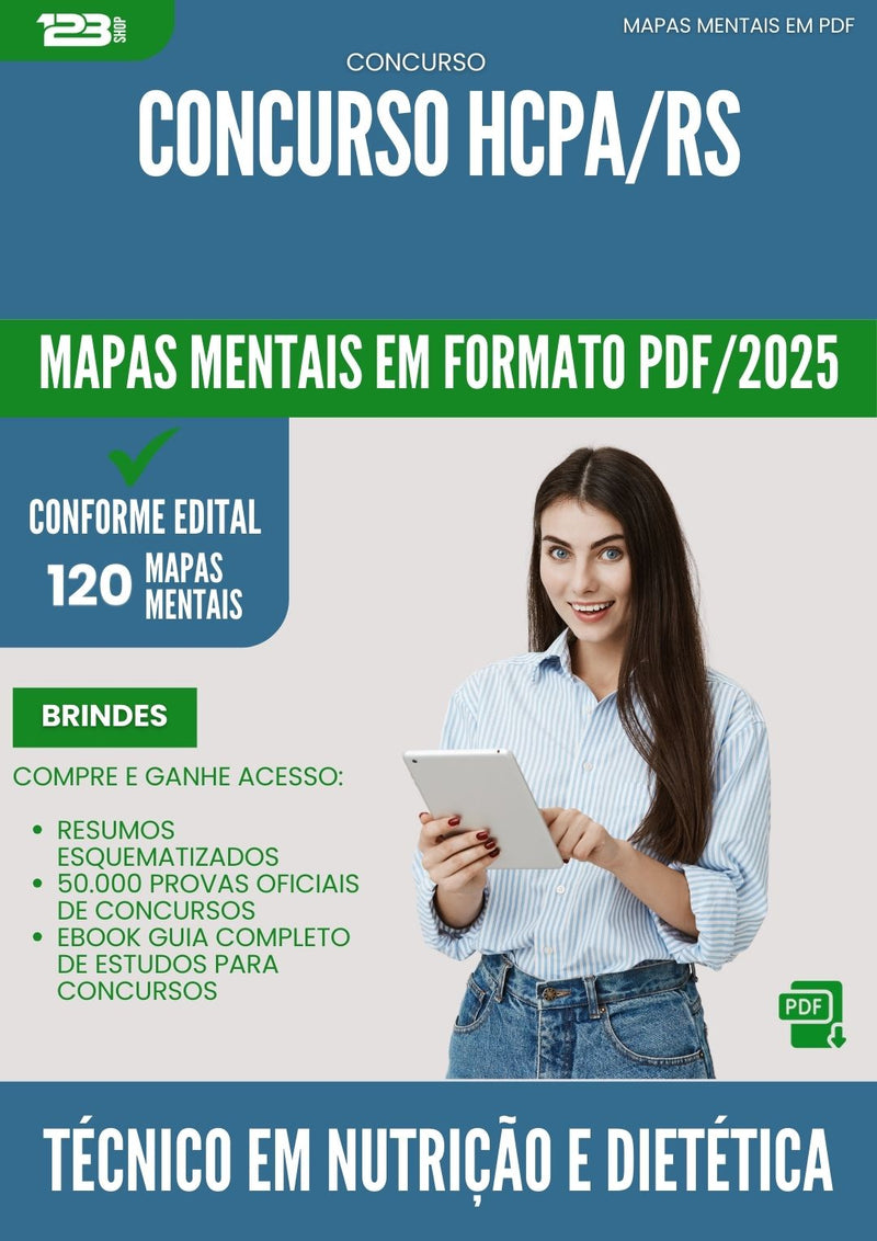 Mapas Mentais para Concurso Tecnico Em Nutricao E Dietetica Hcpa Rs 2025 - Conteúdo de Acordo com Edital