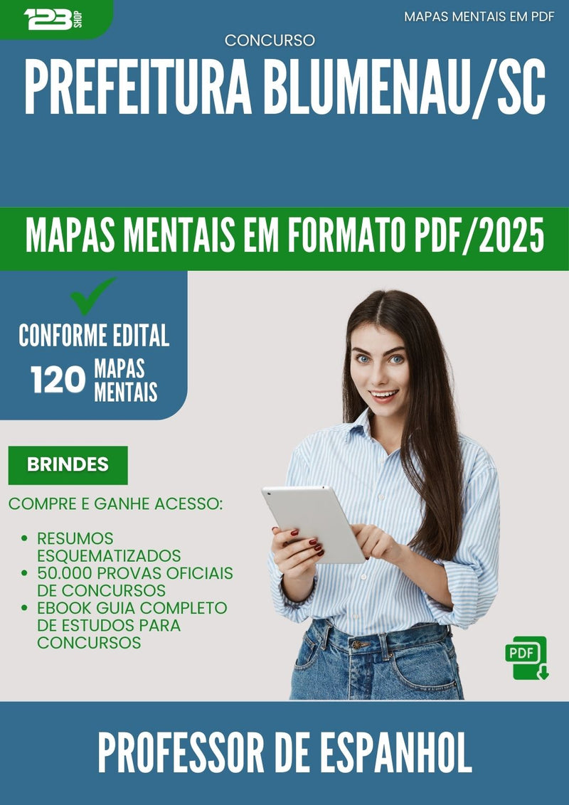 Mapas Mentais para Concurso Professor De Espanhol da Prefeitura Blumenau Sc 2025 - Conteúdo de Acordo com Edital
