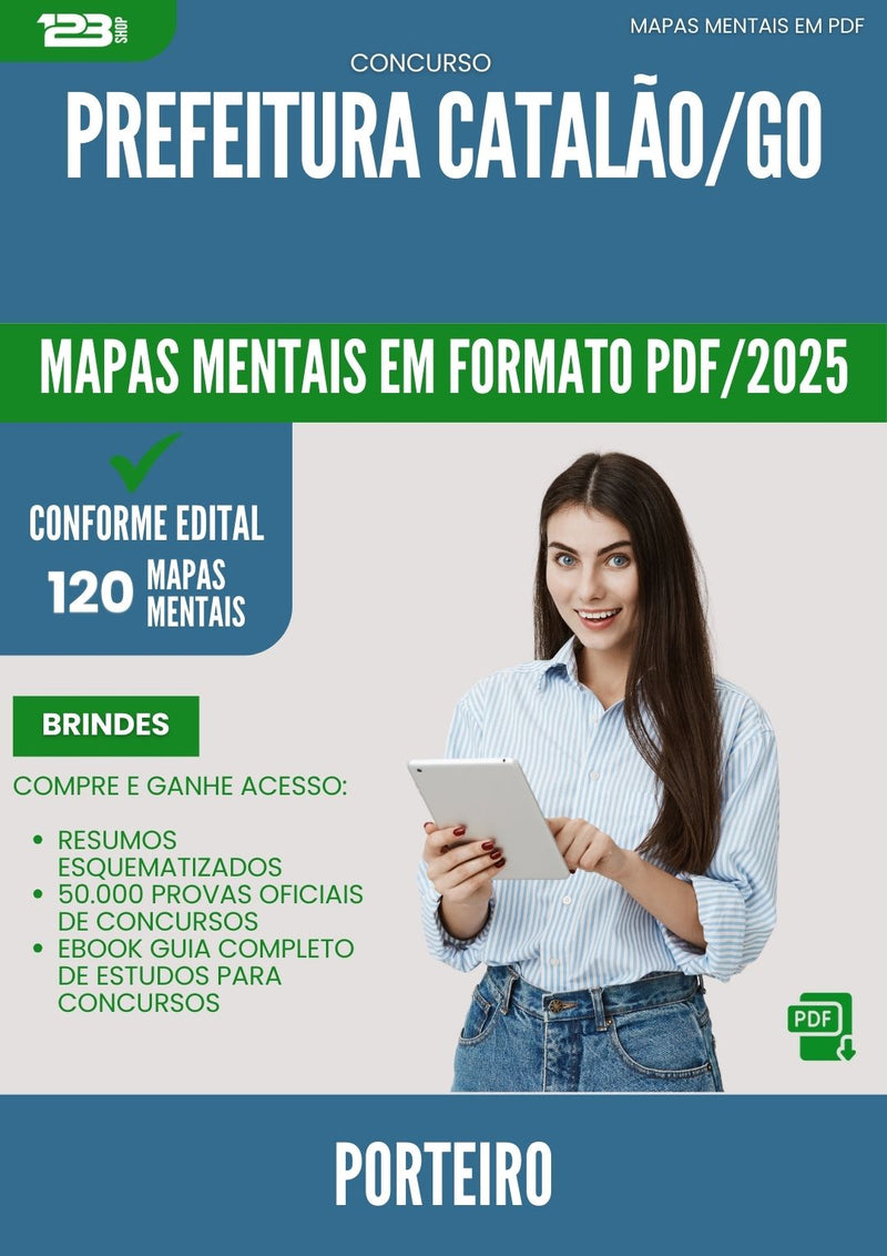 Mapas Mentais para Concurso Porteiro da Prefeitura Catalao Go 2025 - Conteúdo de Acordo com Edital