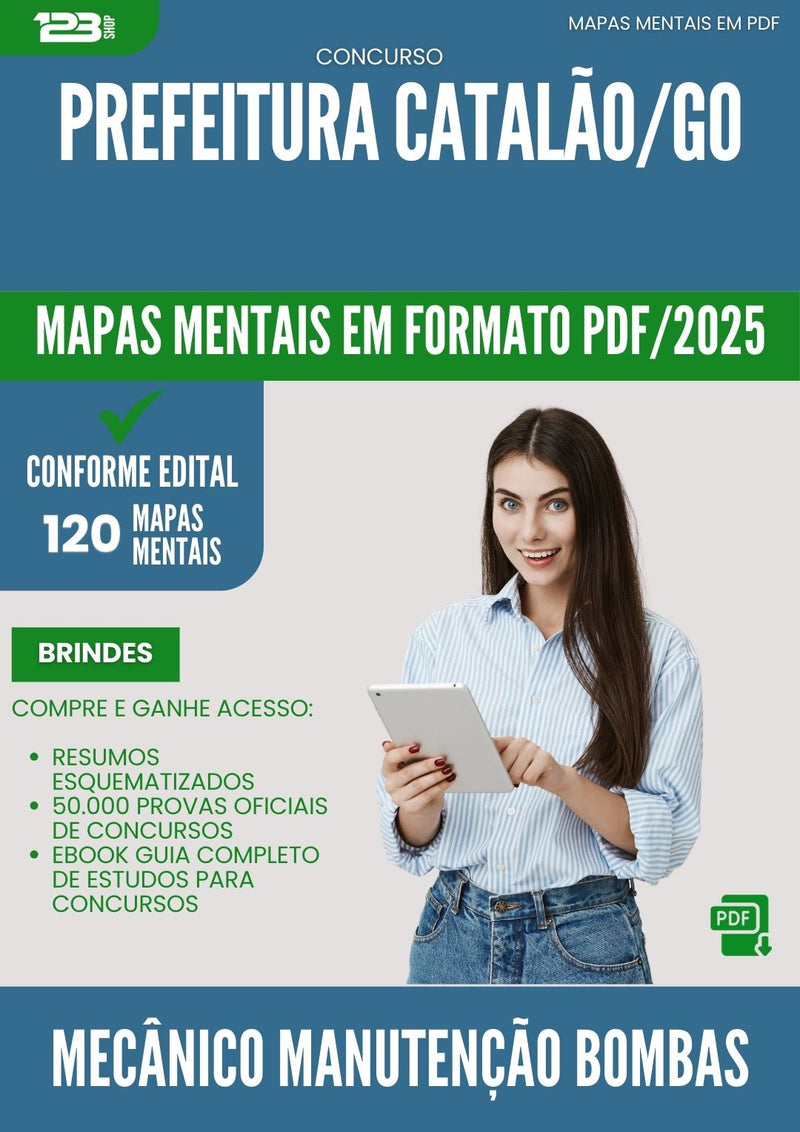 Mapas Mentais para Concurso Mecanico Manutencao Bombas Motores da Prefeitura Catalao Go 2025 - Conteúdo de Acordo com Edital