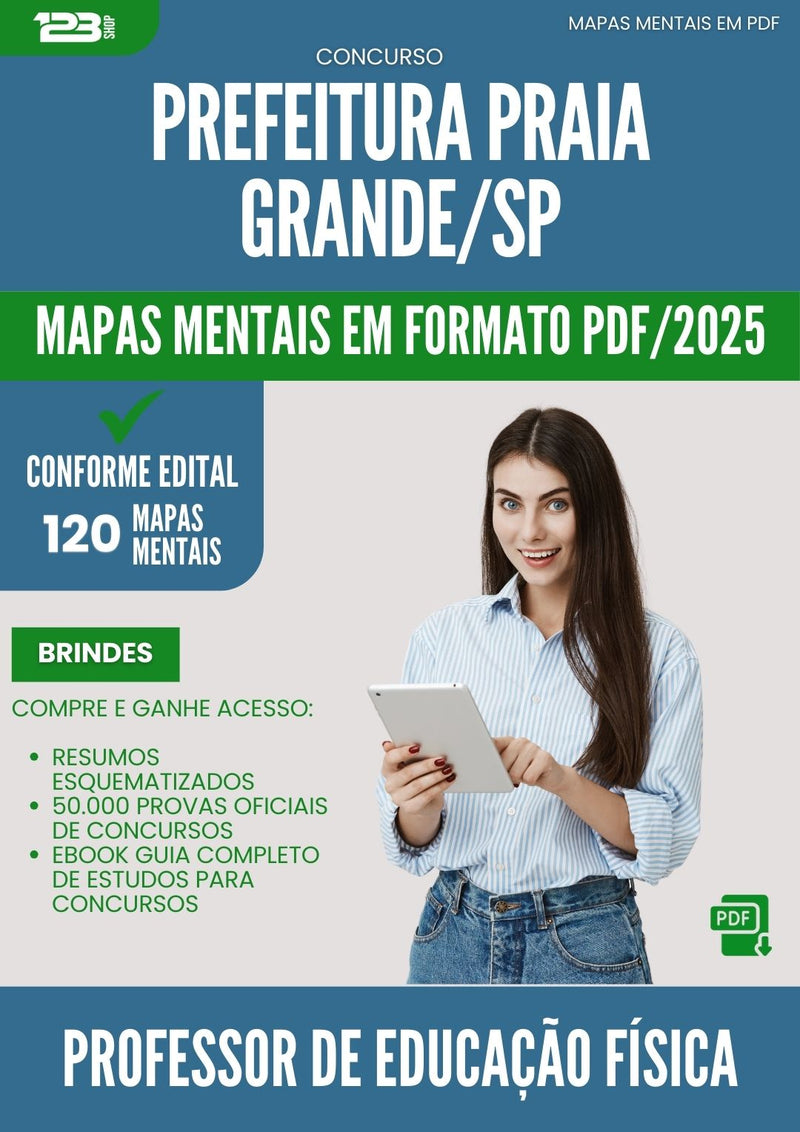 Mapas Mentais para Concurso Professor De Educacao Fisica da Prefeitura Praia Grande Sp 2025 - Conteúdo de Acordo com Edital
