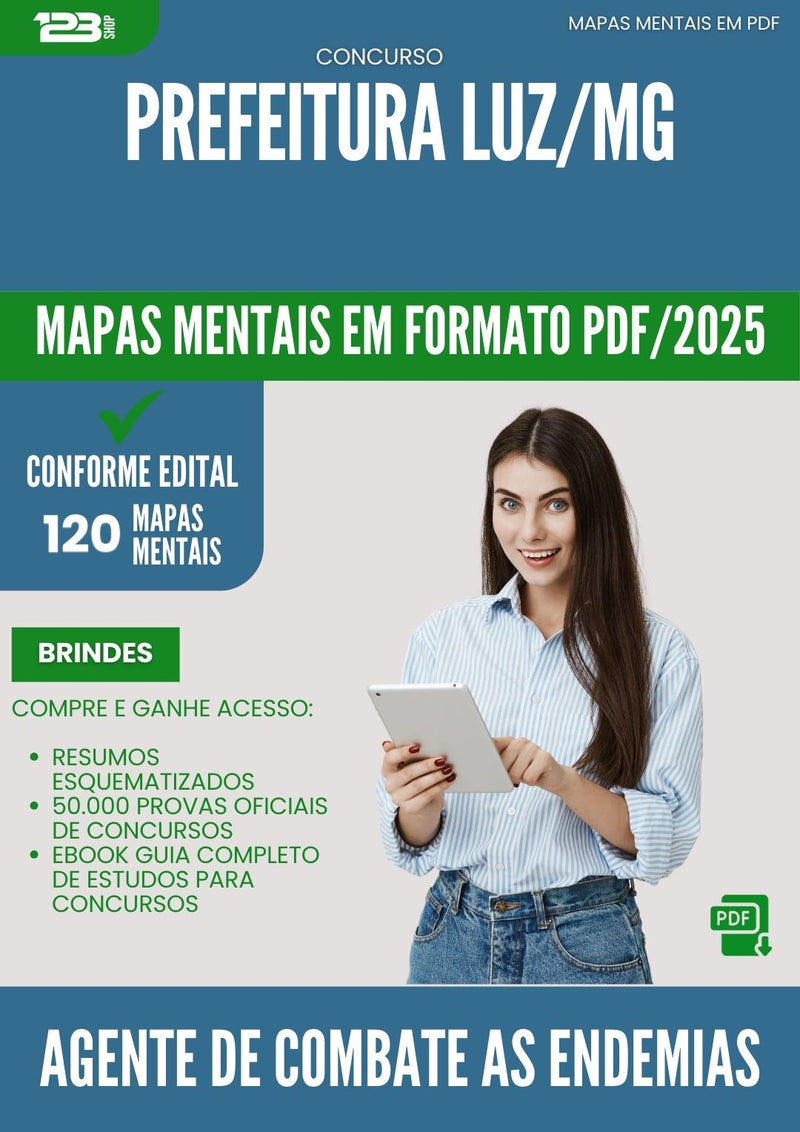 Mapas Mentais para Concurso Agente De Combate As Endemias da Prefeitura Luz Mg 2025 - Conteúdo de Acordo com Edital
