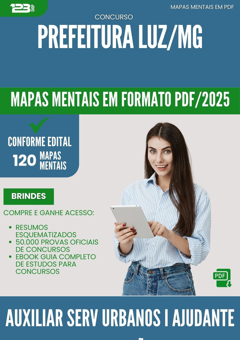 Mapas Mentais para Concurso Auxiliar De Servicos Urbanos I Ajudante De Caminhao da Prefeitura Luz Mg 2025 - Conteúdo de Acordo com Edital
