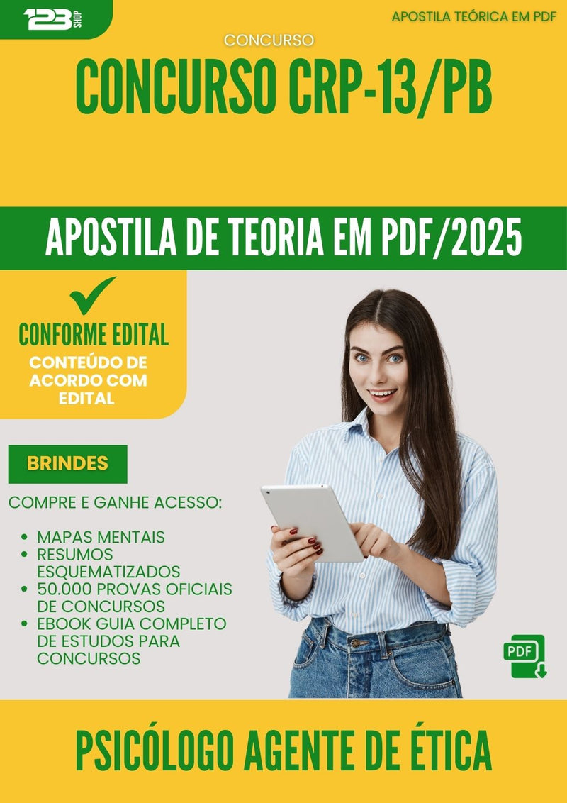 Apostila Teórica para Concurso Psicologo Agente De Etica Profissional Crp 13 Pb 2025 - Conteúdo de Acordo com Edital
