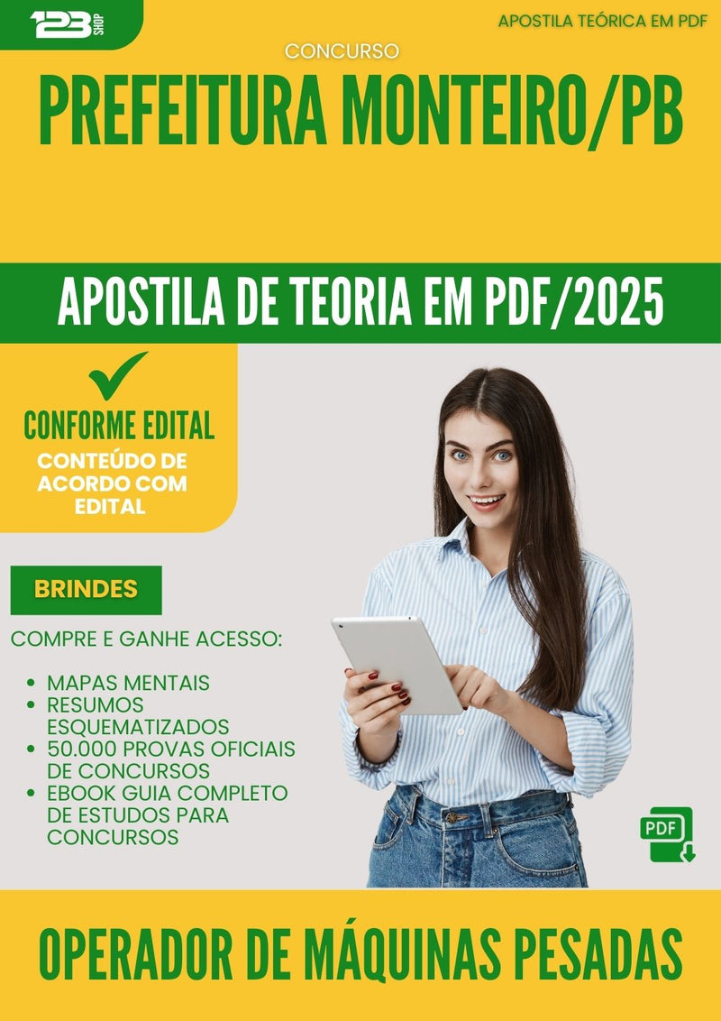 Apostila Teórica para Concurso Operador De Maquinas Pesadas da Prefeitura Monteiro Pb 2025 - Conteúdo de Acordo com Edital