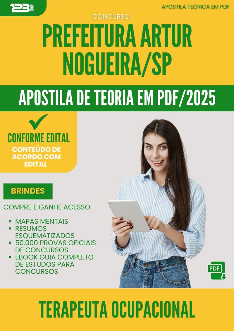 Apostila Teórica para Concurso Terapeuta Ocupacional da Prefeitura Artur Nogueira Sp 2025 - Conteúdo de Acordo com Edital