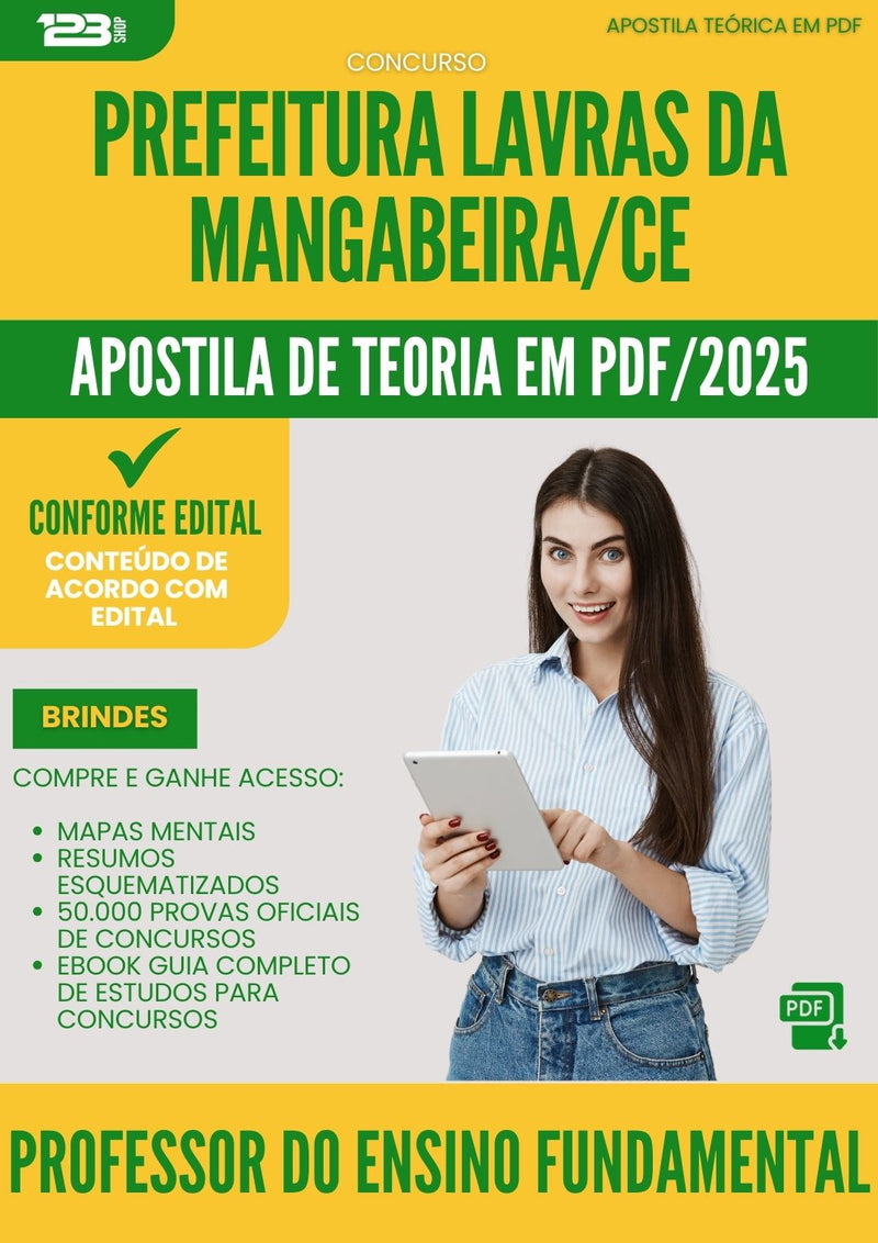 Apostila Teórica para Concurso Professor Do Ensino Fundamental da Prefeitura Lavras Da Mangabeira Ce 2025 - Conteúdo de Acordo com Edital