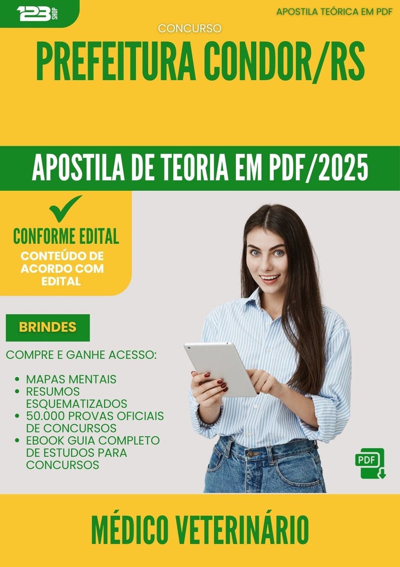 Apostila Teórica para Concurso Medico Veterinario da Prefeitura Condor Rs 2025 - Conteúdo de Acordo com Edital