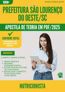 Apostila Teórica para Concurso Nutricionista da Prefeitura Sao Lourenco Do Oeste Sc 2025 - Conteúdo de Acordo com Edital