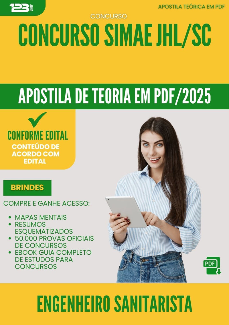 Apostila Teórica para Concurso Engenheiro Sanitarista Simae Jhl Sc 2025 - Conteúdo de Acordo com Edital