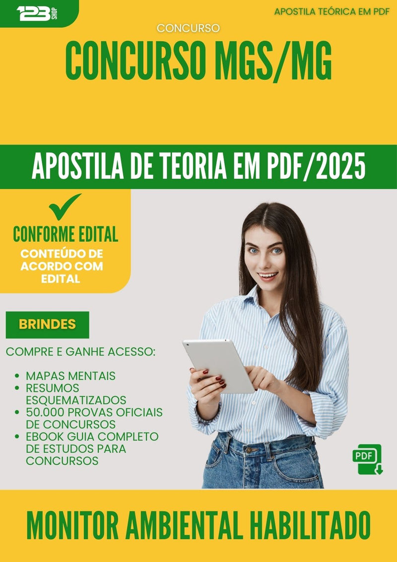Apostila Teórica para Concurso Mgs Monitor Ambiental Habilitado Mg 2025 - Conteúdo de Acordo com Edital