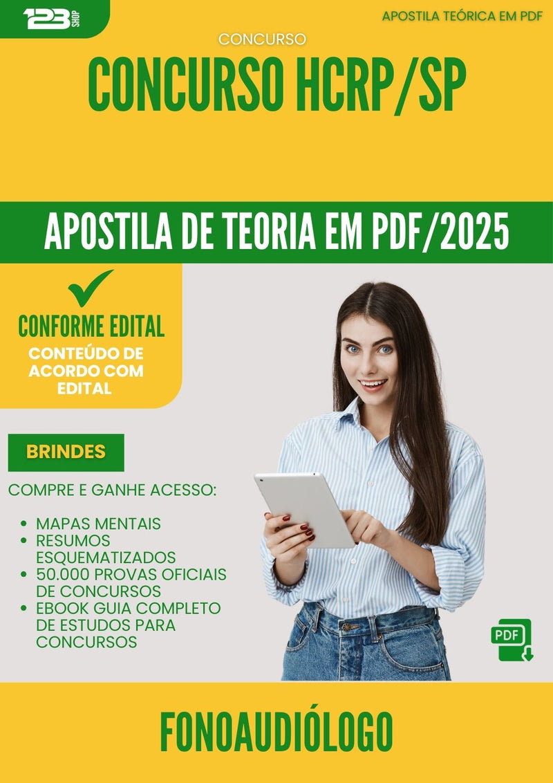 Apostila Teórica para Concurso Fonoaudiologo Hcrp Sp 2025 - Conteúdo de Acordo com Edital