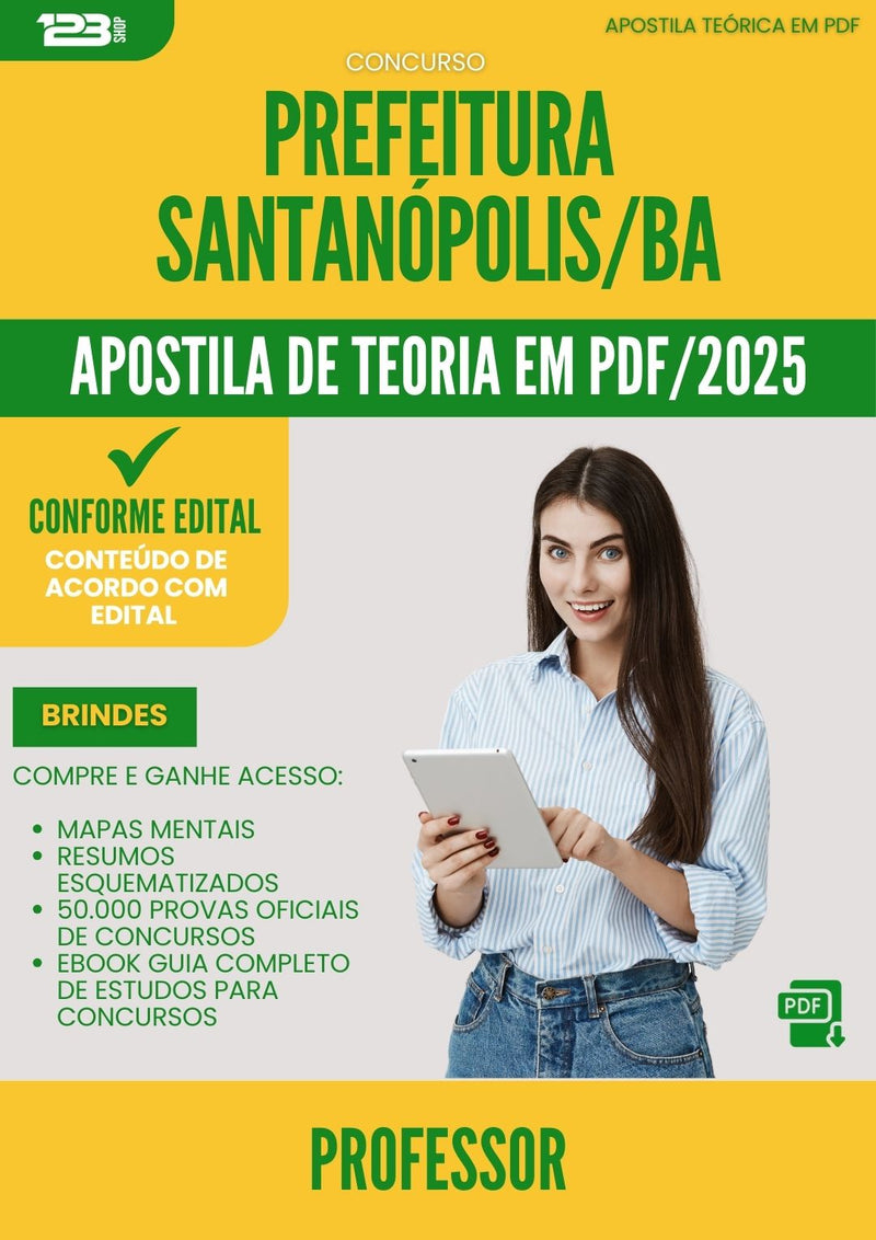 Apostila Teórica para Concurso Professor da Prefeitura Santanopolis Ba 2025 - Conteúdo de Acordo com Edital
