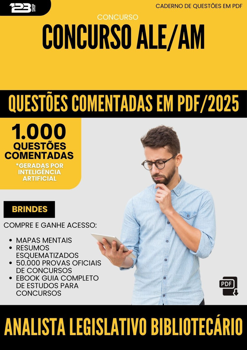 1000 Questões Comentadas para Concurso Analista Legislativo Bibliotecario Ale Am 2025 - 1000 Questões