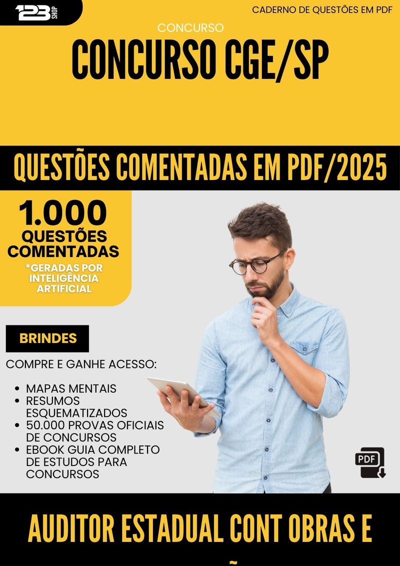 1000 Questões Comentadas para Concurso Auditor Estadual Controle Obras E Concessoes Cge Sp 2025 - 1000 Questões