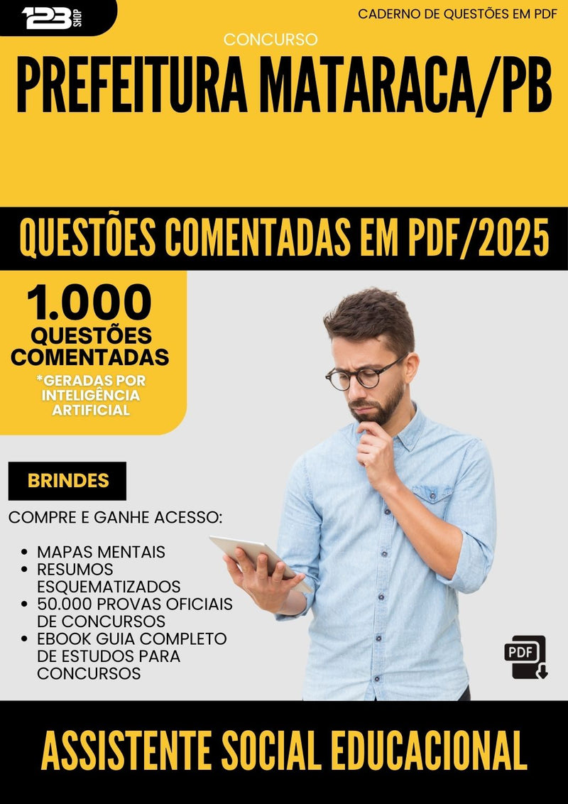 1000 Questões Comentadas para Concurso Assistente Social Educacional da Prefeitura Mataraca Pb 2025 - 1000 Questões