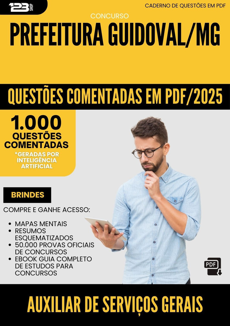 1000 Questões Comentadas para Concurso Auxiliar De Servicos Gerais da Prefeitura Guidoval Mg 2025 - 1000 Questões