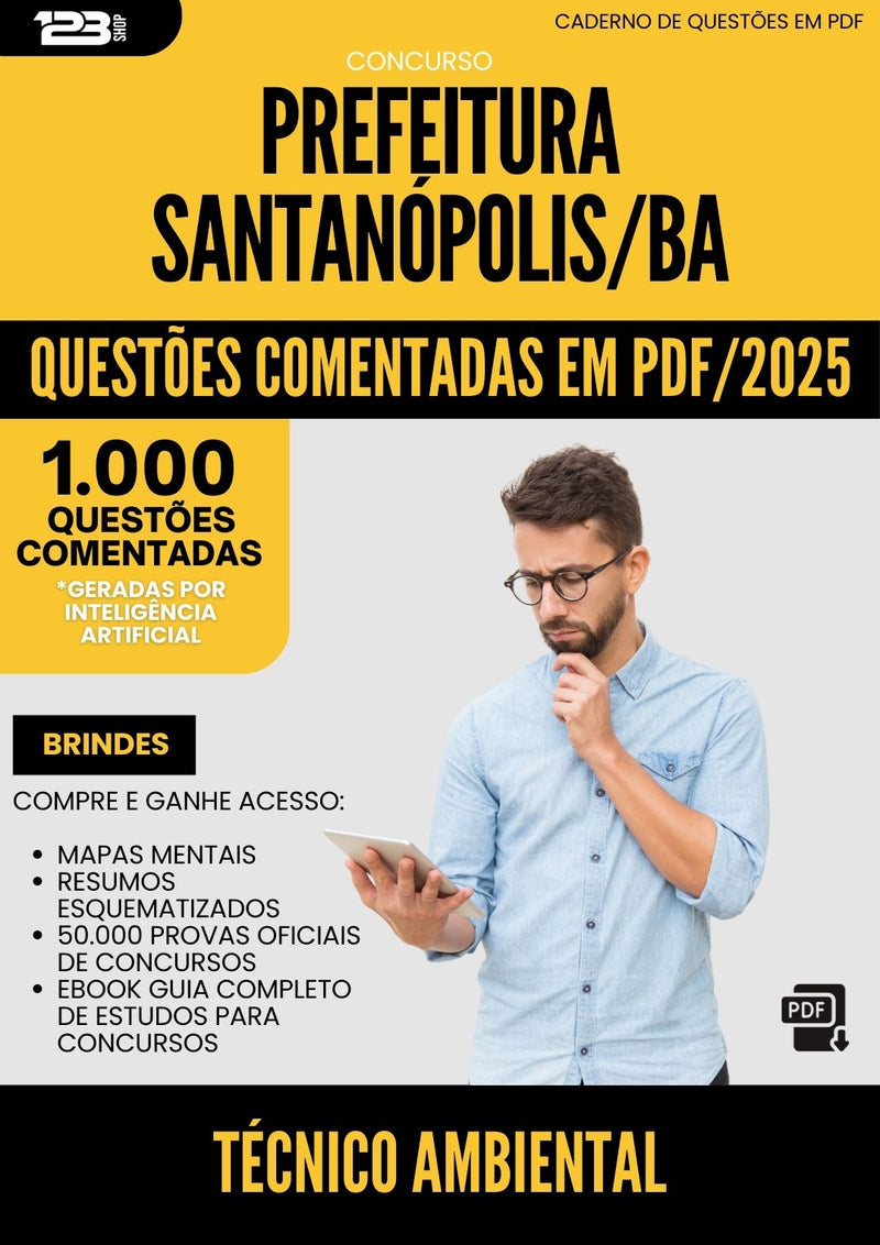 1000 Questões Comentadas para Concurso Tecnico Ambiental da Prefeitura Santanopolis Ba 2025 - 1000 Questões