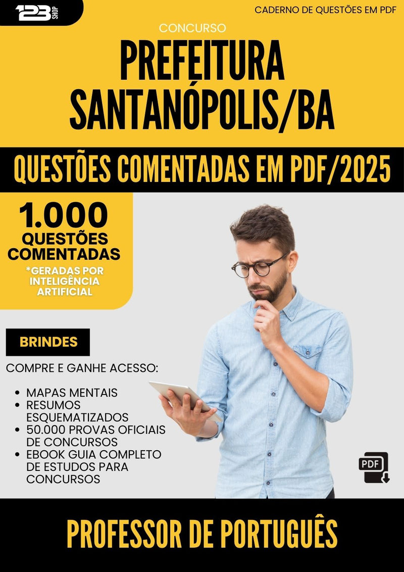 1000 Questões Comentadas para Concurso Professor De Portugues da Prefeitura Santanopolis Ba 2025 - 1000 Questões