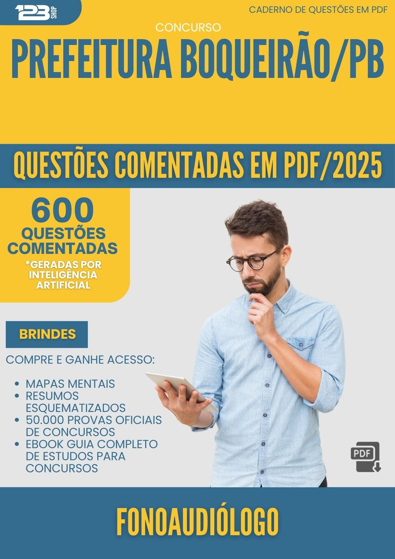 1000 Questões Comentadas para Concurso Fonoaudiologo da Prefeitura Boqueirao Pb 2025 - 600 Questões