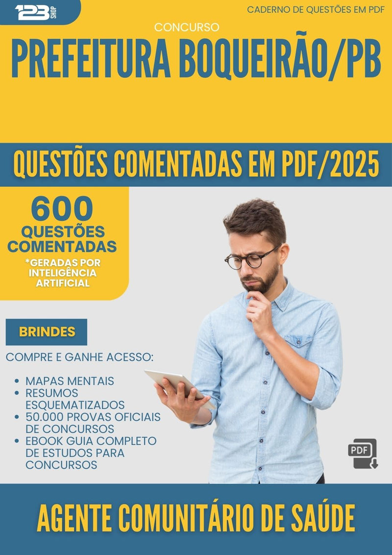1000 Questões Comentadas para Concurso Agente Comunitario De Saude da Prefeitura Boqueirao Pb 2025 - 600 Questões