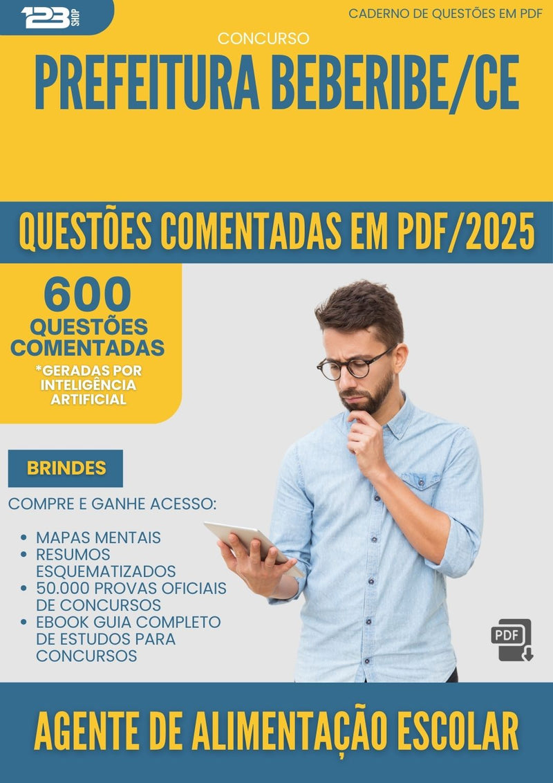 1000 Questões Comentadas para Concurso Agente De Alimentacao Escolar da Prefeitura Beberibe Ce 2025 - 600 Questões