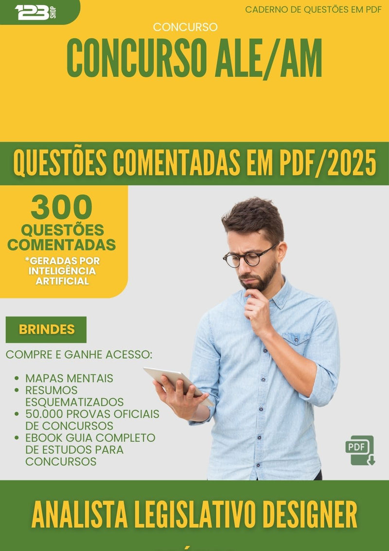 1000 Questões Comentadas para Concurso Analista Legislativo Designer Grafico Ale Am 2025 - 400 Questões