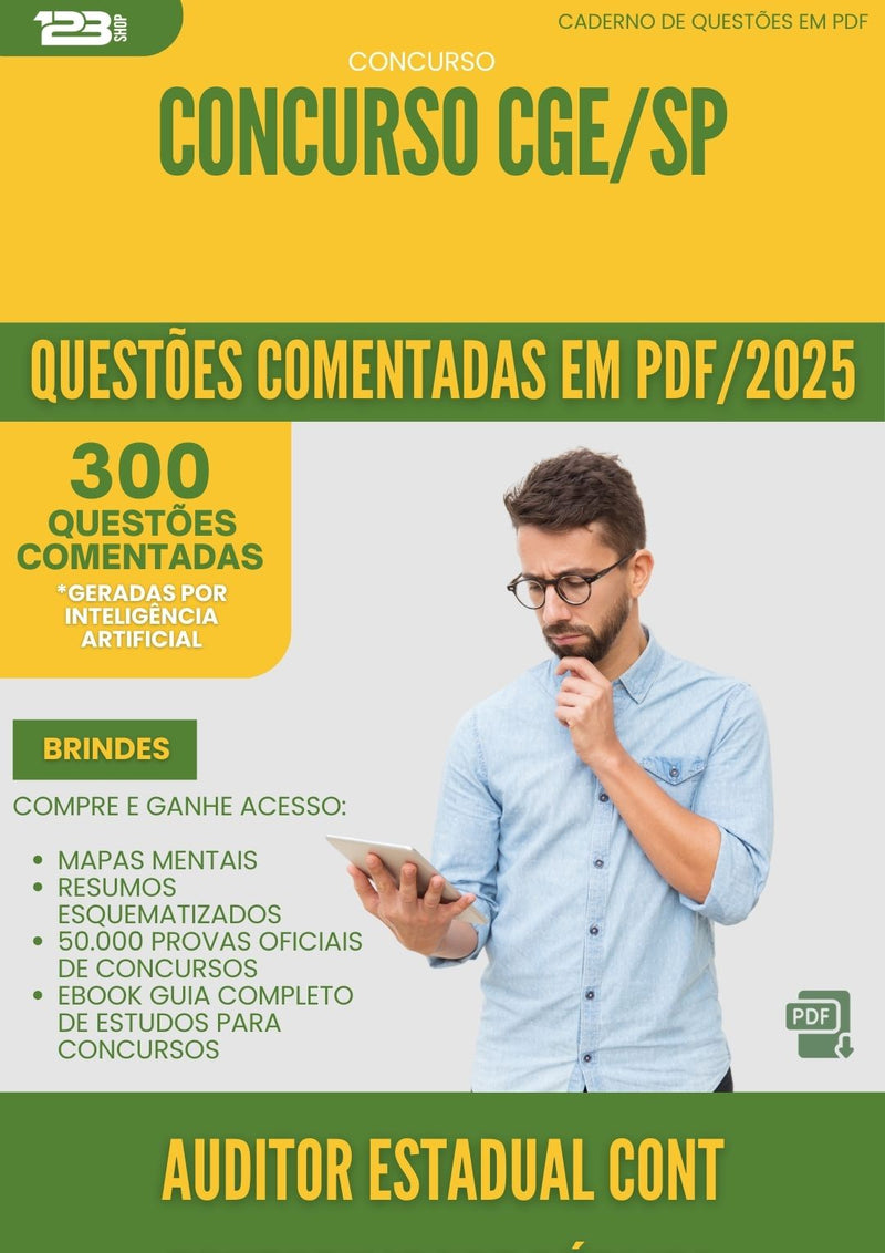 1000 Questões Comentadas para Concurso Auditor Estadual Controle Contabilidade Publica Cge Sp 2025 - 400 Questões