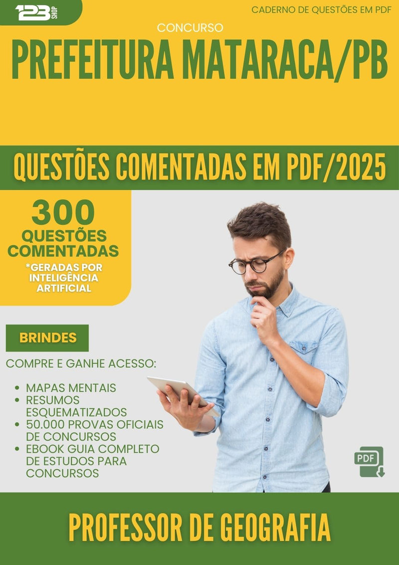 1000 Questões Comentadas para Concurso Professor De Geografia da Prefeitura Mataraca Pb 2025 - 400 Questões