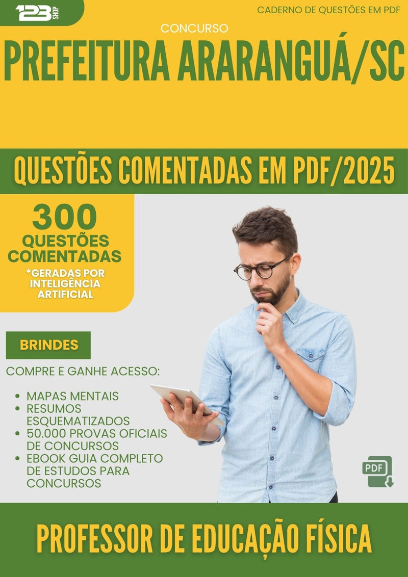 1000 Questões Comentadas para Concurso Professor De Educacao Fisica da Prefeitura Ararangua Sc 2025 - 400 Questões