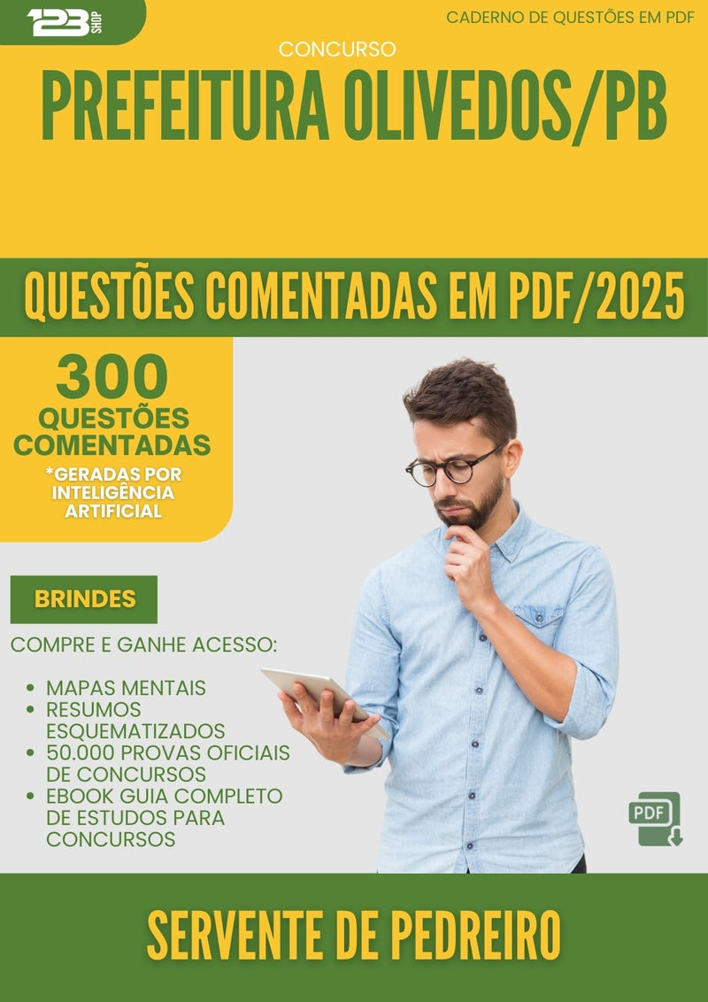 1000 Questões Comentadas para Concurso Servente De Pedreiro da Prefeitura Olivedos Pb 2025 - 400 Questões