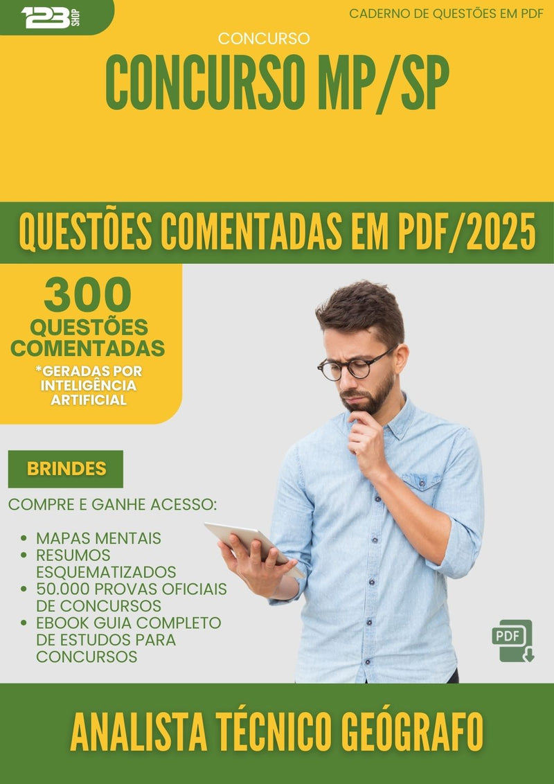 1000 Questões Comentadas para Concurso Analista Tecnico Geografo Mp Sp 2025 - 400 Questões
