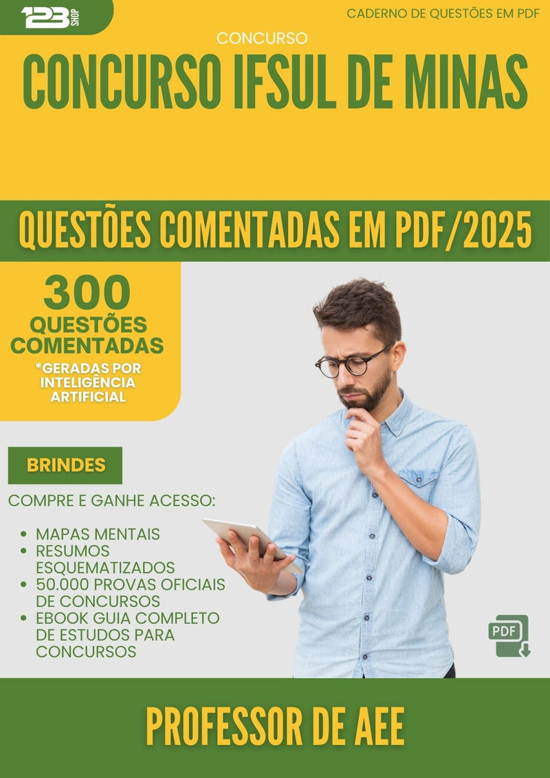 1000 Questões Comentadas para Concurso Professor De Aee Ifsuldeminas 2025 - 400 Questões