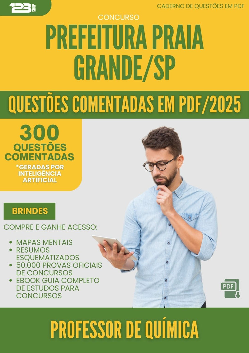 1000 Questões Comentadas para Concurso Professor De Quimica da Prefeitura Praia Grande Sp 2025 - 400 Questões