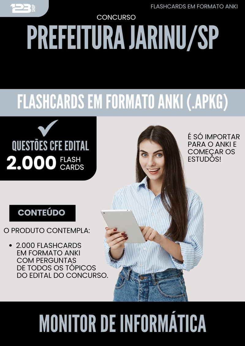 Flashcards para Concurso Monitor De Informatica da Prefeitura Jarinu Sp 2025 - 2000 Flashcards de Acordo com Edital