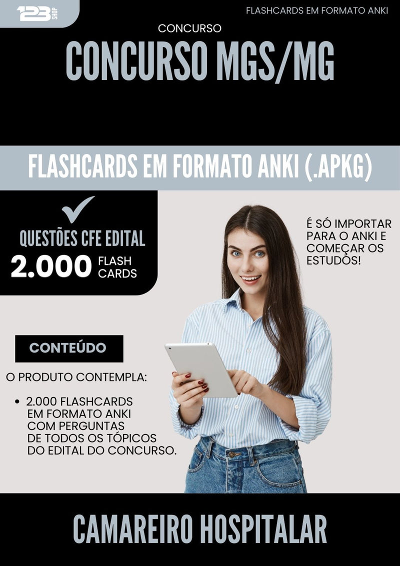 Flashcards para Concurso Mgs Camareiro Hospitalar Mg 2025 - 2000 Flashcards de Acordo com Edital