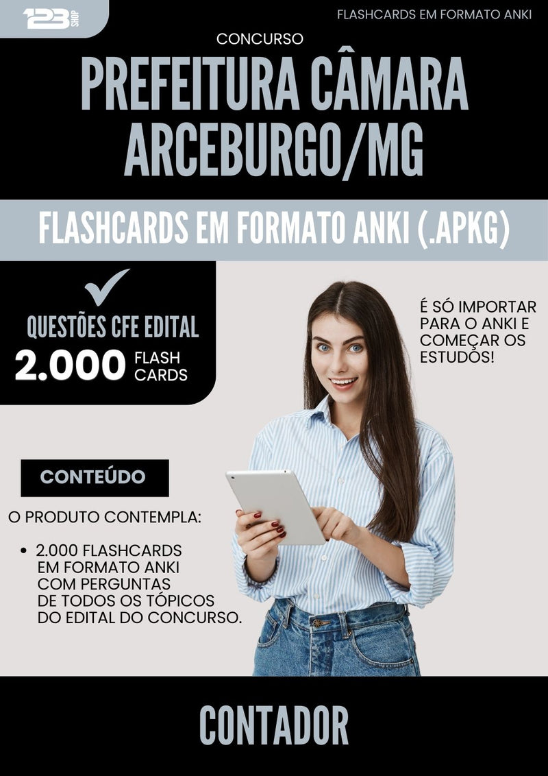 Flashcards para Concurso Contador Camara da Prefeitura Arceburgo Mg 2025 - 2000 Flashcards de Acordo com Edital